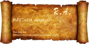 Rövid Anatol névjegykártya